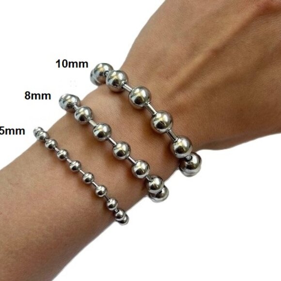 Vtg Italy Pallini 925 Sterling Silver LARGE 8mm Ball Bead 8-1/2" Link Bracelet - Picture 1 of 6